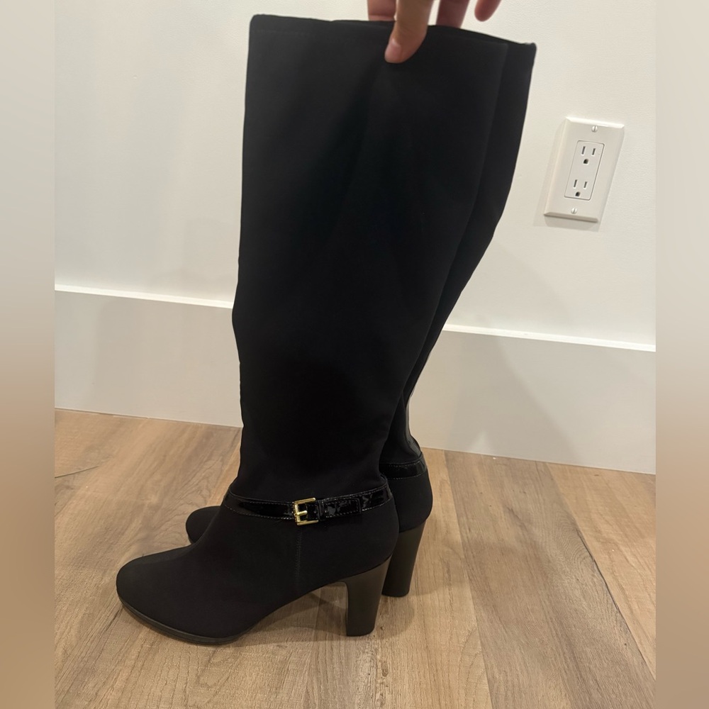 Ralph Lauren Malida II Stretch Fabric Boots (scuffed & marked soles/heels)